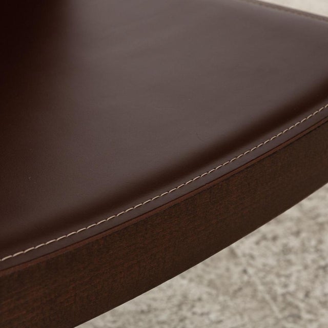 Modern Brown Leather Chairs from Calligaris, Set of 4 For Sale - Image 3 of 11