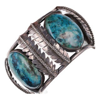 7.5" Large Vintage Native American Sterling Cuff For Sale
