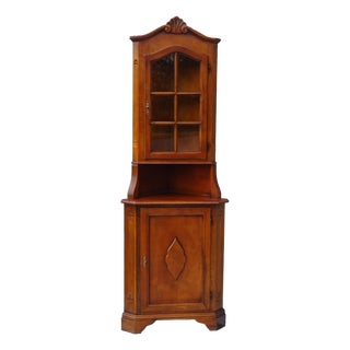 Glass Corner Display Cabinet, 1980s For Sale