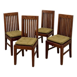 Vintage Mango Wood High-Back Dining Chairs, 1990s, Set of 4 For Sale