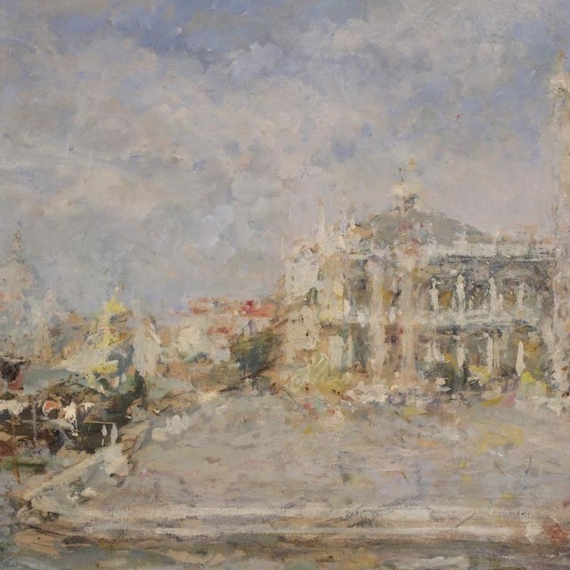 Luigi Mantovani, View of Venice with the Doge's Palace, 1920, Oil on Canvas For Sale - Image 10 of 16