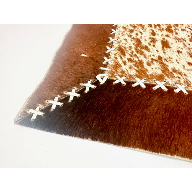 1970s Hand-Woven Chrommium-Tanned Table Rug in Cow Leather from Industria Argentina, 1970s For Sale - Image 5 of 6
