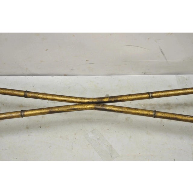 Vintage Italian Hollywood Regency Faux Bamboo Gold Gilt 72" Console Hall Table For Sale - Image 11 of 11