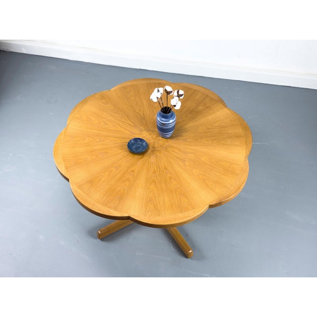 Round Oak Dining Table with Extensions, 1970s For Sale - Image 4 of 18