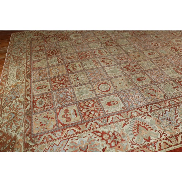 Early 20th Century Square Garden Box Persian Bakhtiari Rug - 13'1" x 15'2" For Sale - Image 12 of 12