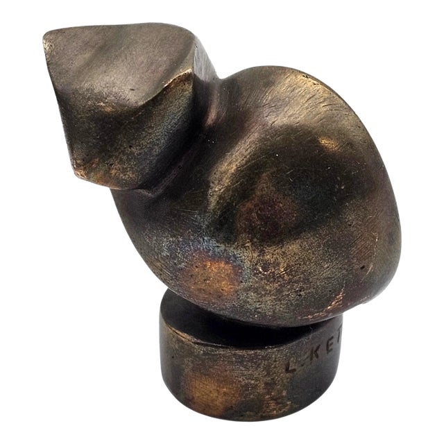 ShapeL. Ketterer Signed Modernist Bronze Cat Sculpture, Animalier Form For Sale