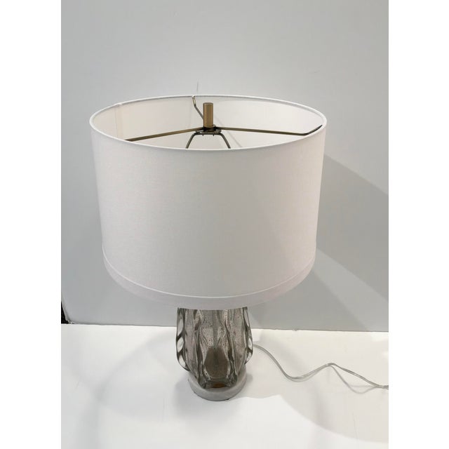 Stylish Revelation Burano Lamp Hand Blown Glass with a white banded shade. Brown blown/black hand blown body on marble...