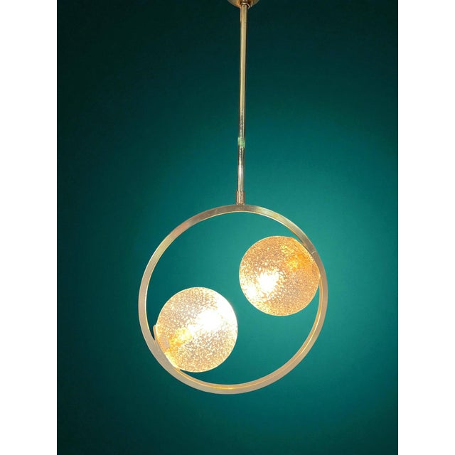 Modernist Brass and Glass Ceiling Lamp, 1960s For Sale - Image 4 of 14