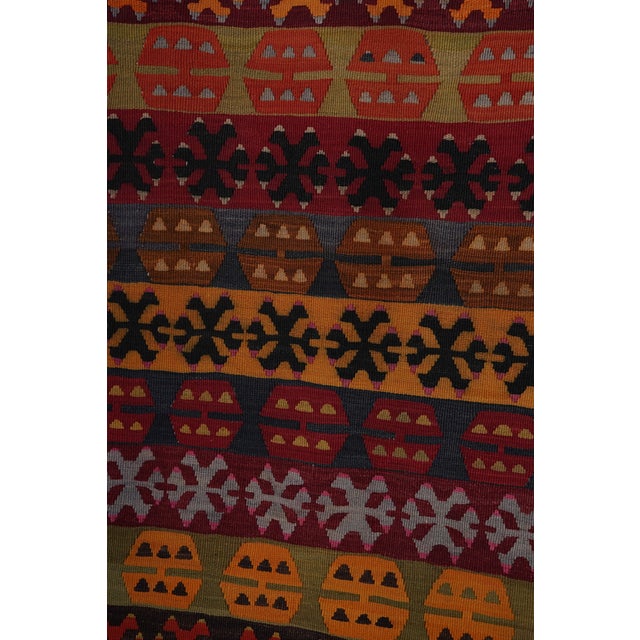 Tribal Flat Woven Turkish Striped Kilim Runner 3'2'' X 14'9'' For Sale - Image 4 of 9