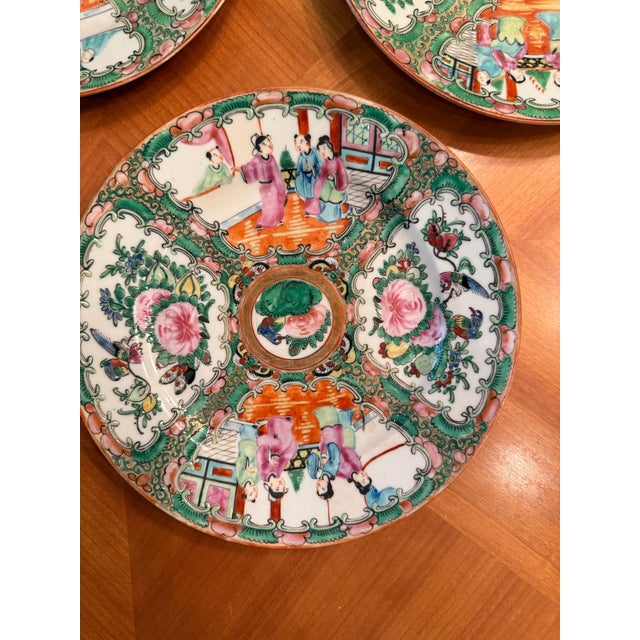 Rose Vintage Set of 7 Famille Rose Plates For Sale - Image 8 of 11