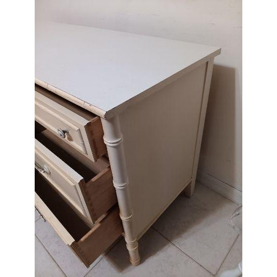 Hollywood Regency Vintage Hollywood Regency Faux Bamboo Dresser 6 Drawer For Sale - Image 3 of 8
