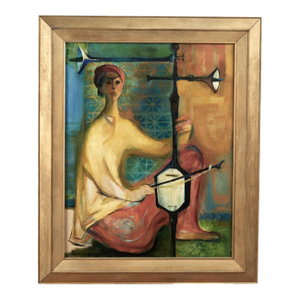 Vintage Modernist Painting of a Musician by Lucile Leighton