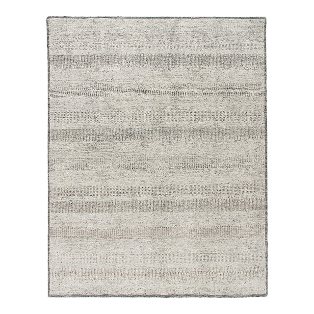 Zoe Rose Grass Modern Wool Black Ivory Hand Woven Rug 12ft X 15ft For Sale