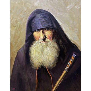Oil Painting the Monk's Heavy Gaze Victor Konotopsky For Sale