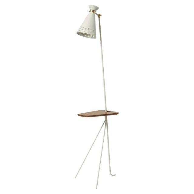 Warm White Cone Floor Lamp with Table from Warm Nordic For Sale
