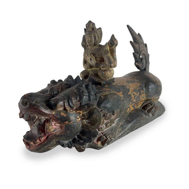 Asian Artist, Sculpture of a Fantastic Animal with Deities, 1800s, Wood For Sale - Image 9 of 10