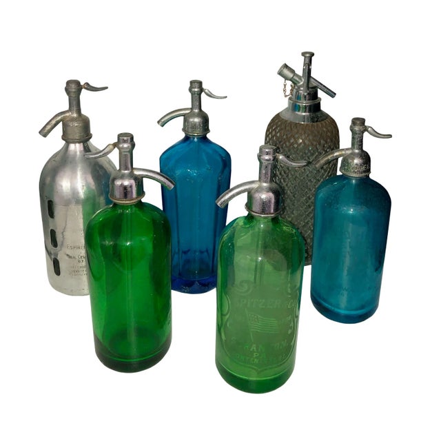 Circa 1900 Seltzer Bottle Green Glass For Sale - Image 4 of 5