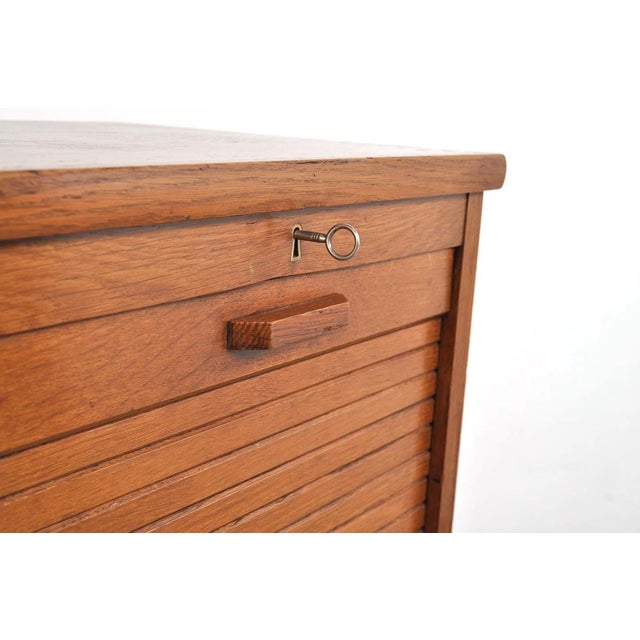 Vintage Roller Door Cabinet in Oak and Beech, 1940s For Sale - Image 6 of 14