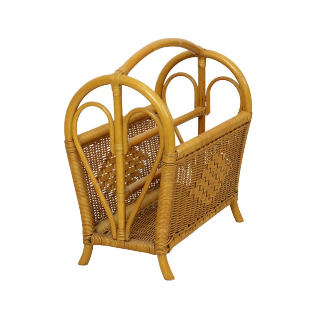 Vintage Boho Bamboo and Rattan Magazine Rack, 1980s For Sale - Image 10 of 12