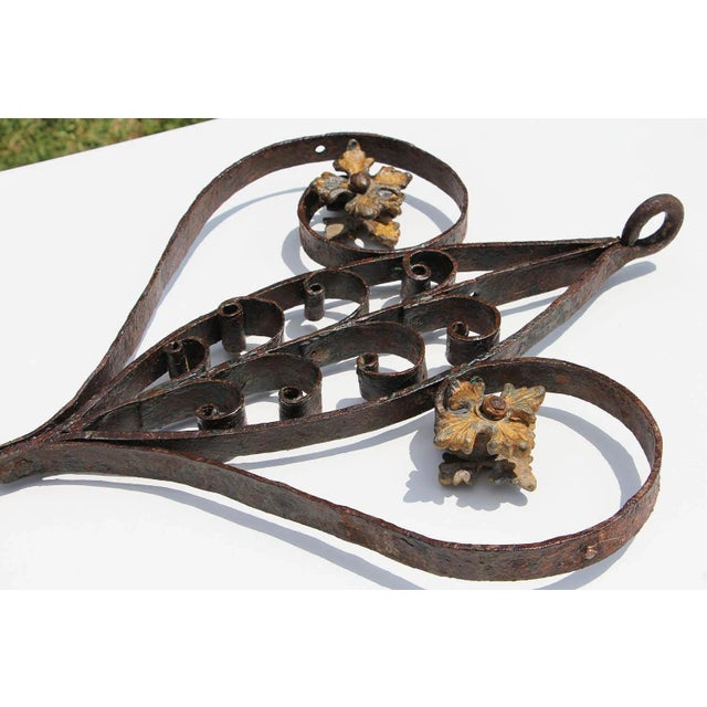 Baroque 18th Century Baroque Heart Handcrafted Wrought Iron Ornament With Gold Leaf For Sale - Image 3 of 10