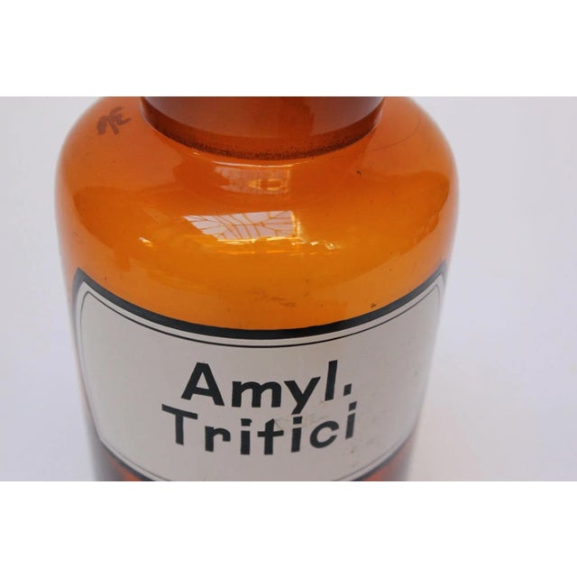 Glass Vintage German Amber Glass "Amylum Tritici" Apothecary Bottle For Sale - Image 7 of 13