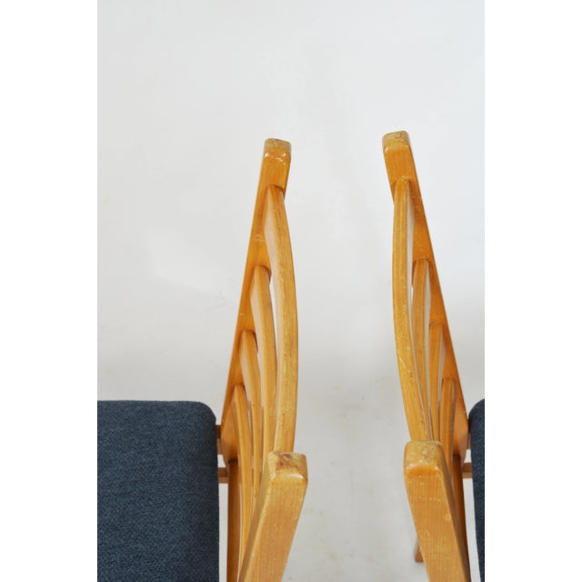 Blue Vintage Chairs in Beech, 1970s, Set of 4 For Sale - Image 8 of 11