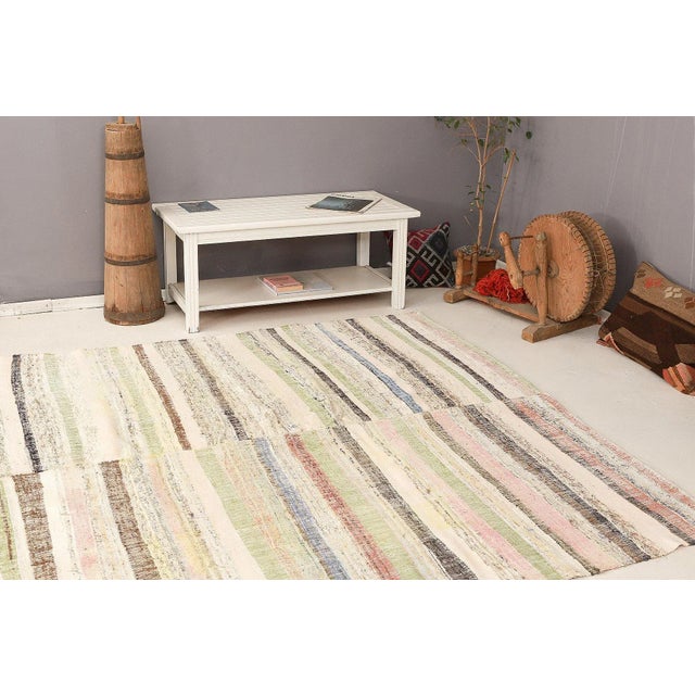 Mid 20th Century Vintage Striped Turkish Kilim Rug For Sale In Los Angeles - Image 6 of 7
