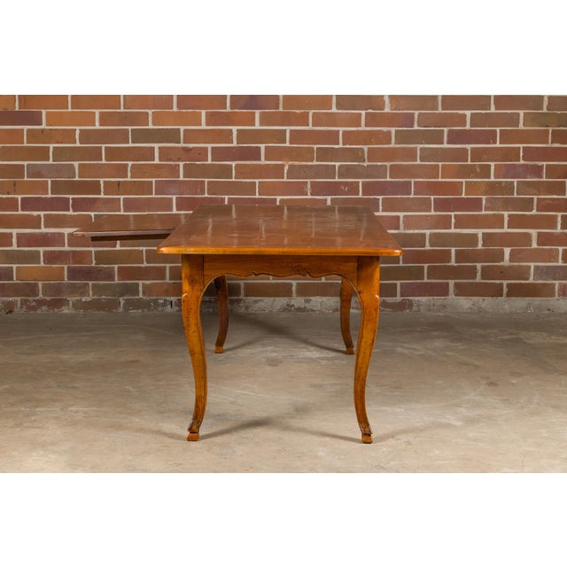 19th Century French Fruitwood Dining Table with Bread Board and Cabriole Legs For Sale - Image 4 of 12