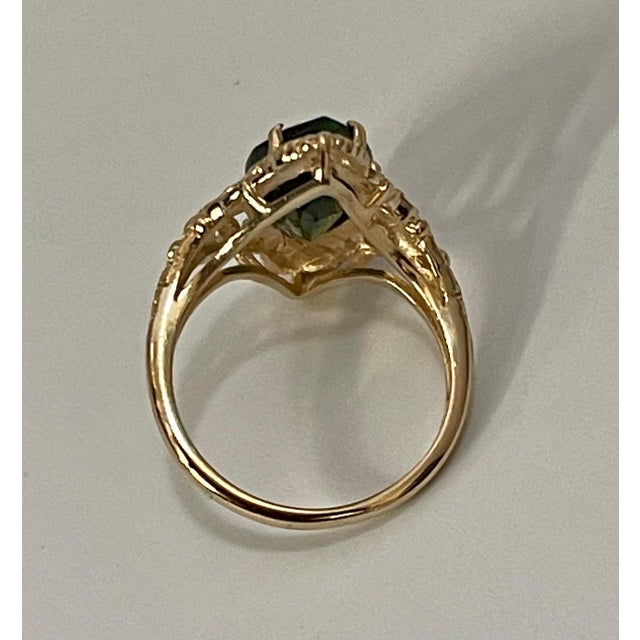 6 Ct Natural Marquise Cut Green Tourmaline Ring in 14 Karat Yellow Gold For Sale - Image 9 of 18