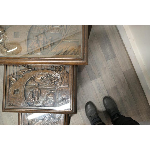 1920s Carved Oriental Nesting Tables, 1920, Set of 4 For Sale - Image 5 of 12