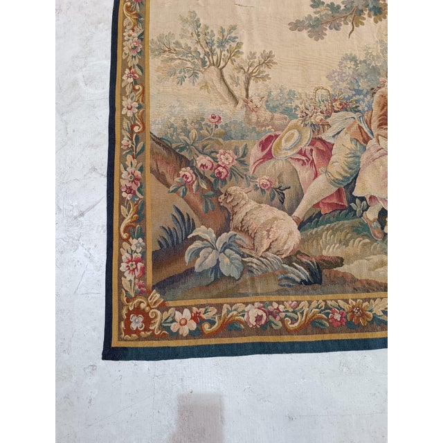 Tan 19th Century French Aubusson Tapestry For Sale - Image 8 of 10