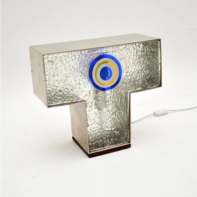 Vintage Italian Glass and Steel Table Lamp, 1960 For Sale - Image 9 of 9