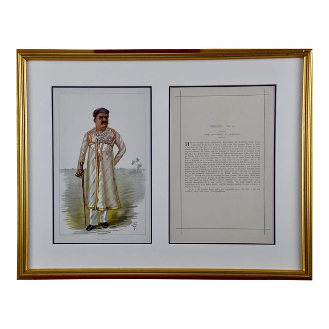 Prince of India: A Colored Vanity Fair Caricature of the "Gaekwar of Baroda", 1901 For Sale