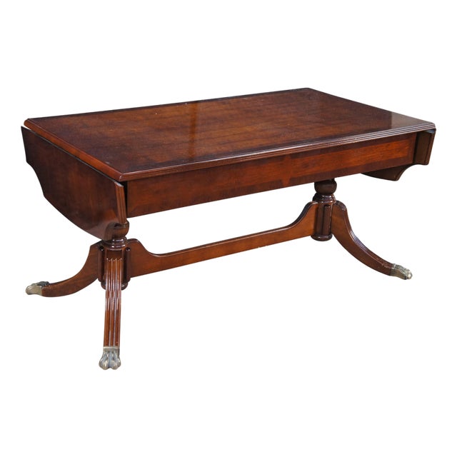 Late 20th Century Bombay Company Mahogany Drop Leaf Duncan Phyfe style Coffee Table Console For Sale