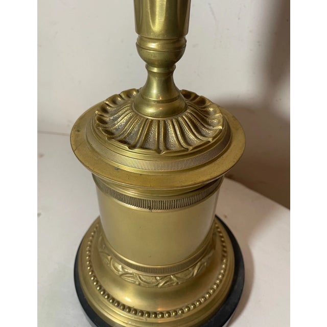 1980s Huge Large Vintage High Quality Speer Brass Bronze Marble Electric Table Lamp For Sale - Image 12 of 12
