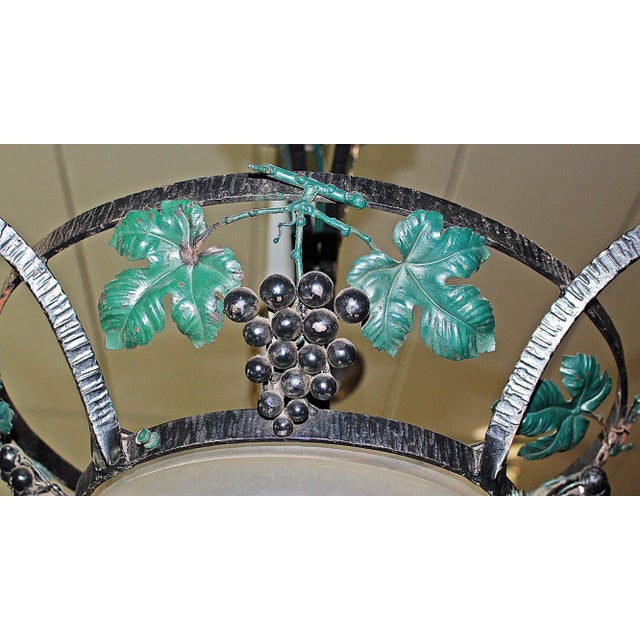 Metal 1920s French Art Nouveau Deco Metal Chandelier For Sale - Image 7 of 9