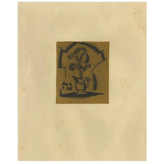Nathan Altmann, Stylized Vase and Flower, 1923, Paper For Sale