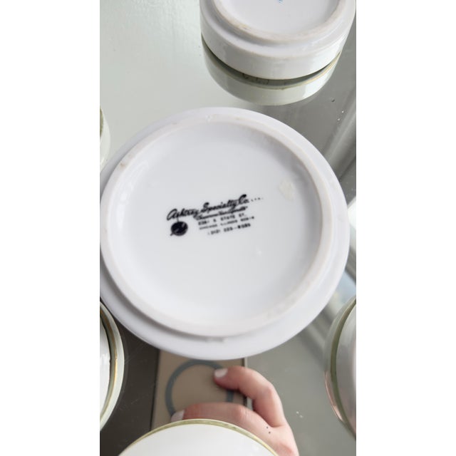 White Intage Japanese & European Porcelain Tabletop Set – Floral Rococo Coasters, Tea Bag Holders & Ashtray” For Sale - Image 8 of 17