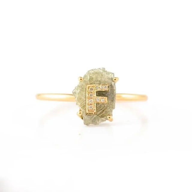 Gold Modern Natural 1.02ct Diamond Ring Alphabet "F" Personalized (All Letters Available) For Sale - Image 8 of 13