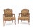 Baker Furniture Company Pair of His & Hers Finely Carved Walnut Country French Lounge Armchairs Tapestry For Sale - Image 4 of 16