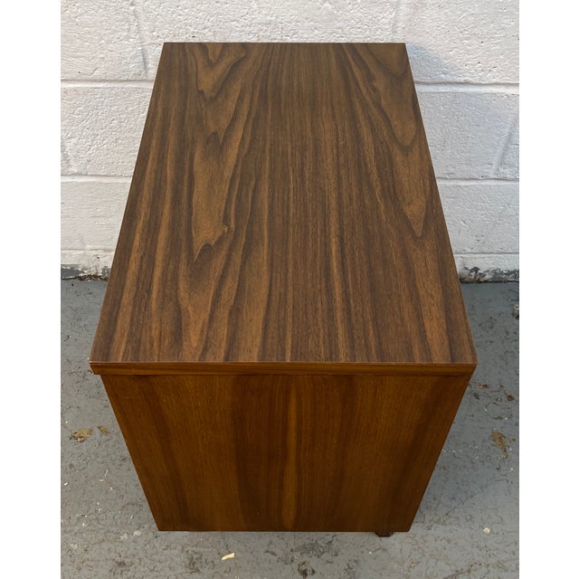 Mid-Century Modern Walnut Cabinet Nightstand With Cane Doors For Sale - Image 13 of 13