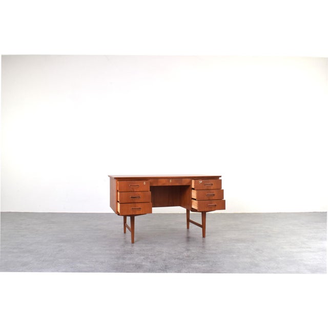 Mid-Century Modern Danish Executive Desk in Teak, 1960s For Sale - Image 4 of 18