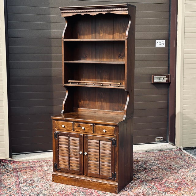 Ethan Allen Old Tavern Antiqued Pine Custom Room Plan Shutter Door With Bookcase Top