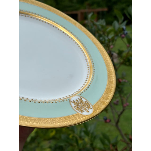 Antique Minton Porcelain Dinner Service | Mint Green Gold Gilt Monogram 1884 - 34 pcs For Sale - Image 15 of 16