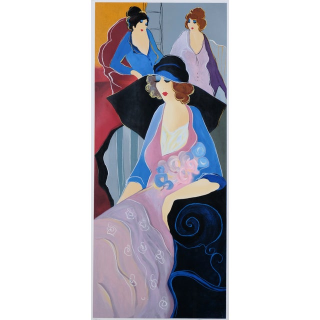 Figurative 2000 Itzchak Tarkay "Three at Noon" Artist Signed Limited Edition 198/350 Gilded Frame and Matted Serigraph For Sale - Image 3 of 7