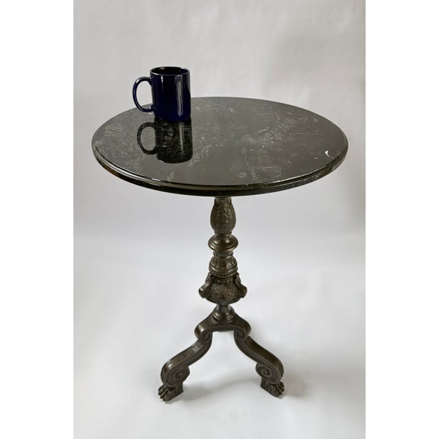 Metal Mid-20th C. Bronze End Table, Marble Top - 27"h For Sale - Image 7 of 7