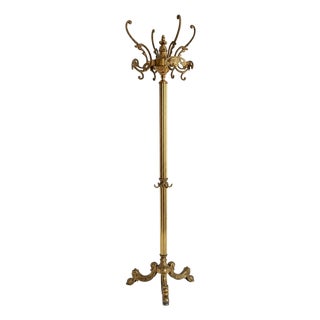 Vintage Brass Hall Stand with Rotating Crown and Lower Hook Ring, 1960s For Sale