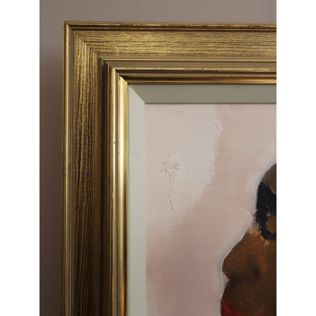 Mid-Century Modern 'The Quiet Within' Swedish Figurative Portrait Oil Painting, Framed For Sale - Image 6 of 12