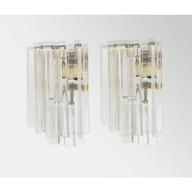 Vintage Murano Glass and Chromed Metal Wall Sconces, Italy, 1960s, Set of 2 For Sale - Image 3 of 11