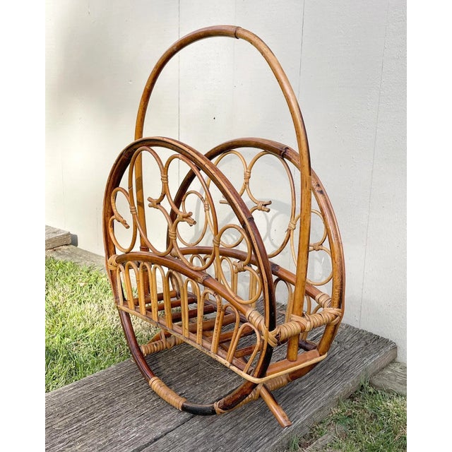 Large Mid Century Bent Bamboo Magazine Rack For Sale - Image 9 of 11